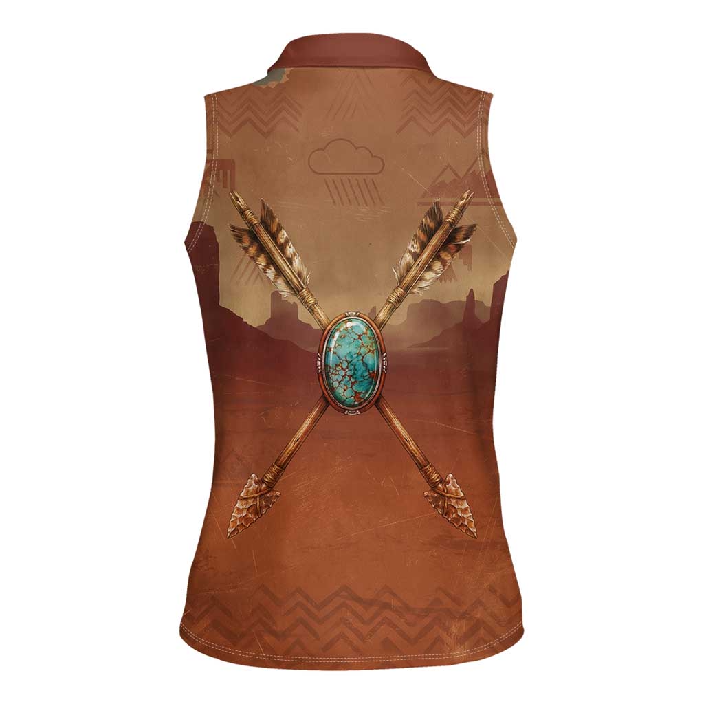 Geronimo Native American Women Sleeveless Polo Shirt Rifle and Desert Landscape Native American Warrior - Wonder Print Shop