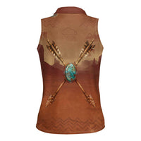 Geronimo Native American Women Sleeveless Polo Shirt Rifle and Desert Landscape Native American Warrior - Wonder Print Shop
