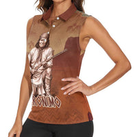 Geronimo Native American Women Sleeveless Polo Shirt Rifle and Desert Landscape Native American Warrior - Wonder Print Shop