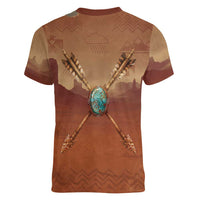 Geronimo Native American Women V-Neck T-Shirt Rifle and Desert Landscape Native American Warrior - Wonder Print Shop