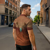 Geronimo Native American Zipper Polo Shirt Rifle and Desert Landscape Native American Warrior - Wonder Print Shop