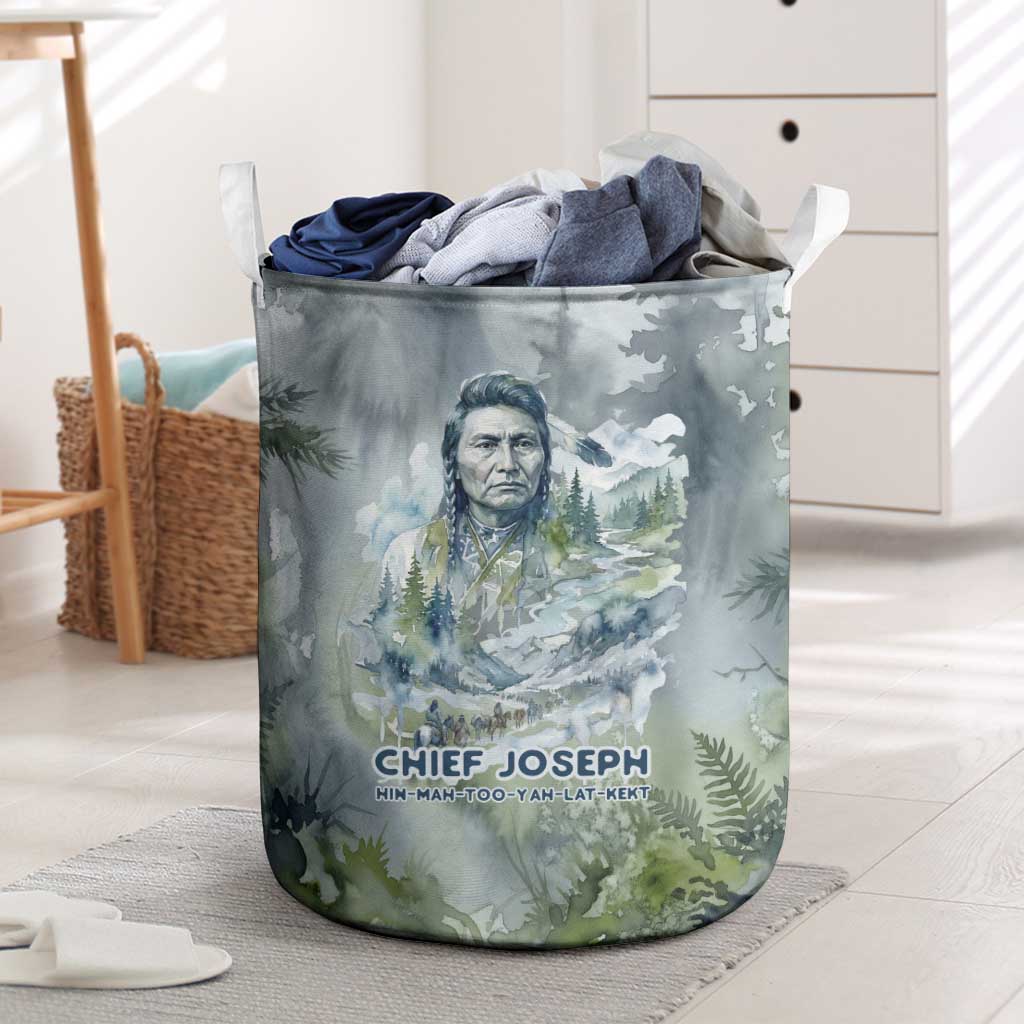 Chief Joseph Native American Laundry Basket Tribal Heart Symbol Inspirational Quote Will Fight No More Forever - Wonder Print Shop