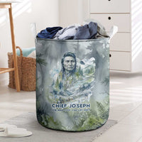 Chief Joseph Native American Laundry Basket Tribal Heart Symbol Inspirational Quote Will Fight No More Forever - Wonder Print Shop