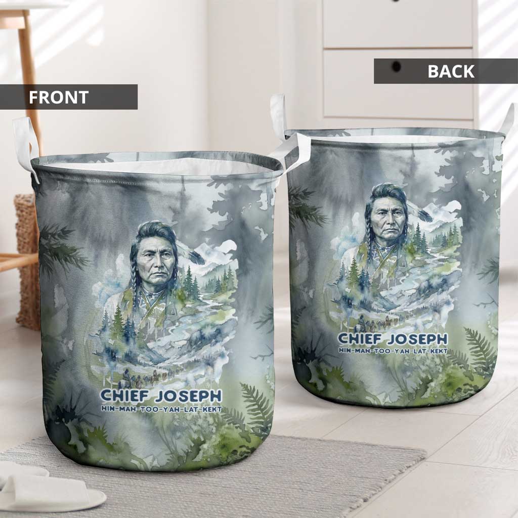 Chief Joseph Native American Laundry Basket Tribal Heart Symbol Inspirational Quote Will Fight No More Forever - Wonder Print Shop