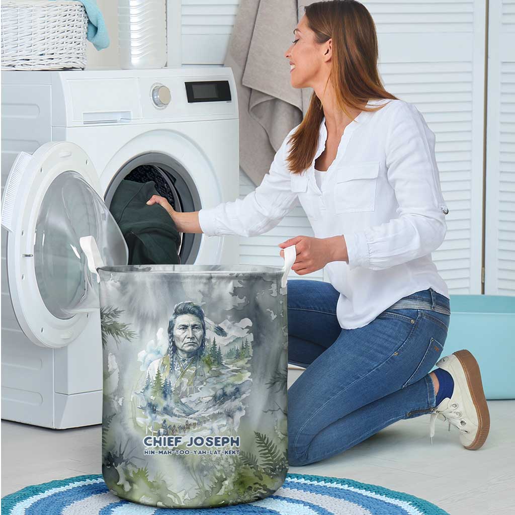 Chief Joseph Native American Laundry Basket Tribal Heart Symbol Inspirational Quote Will Fight No More Forever - Wonder Print Shop