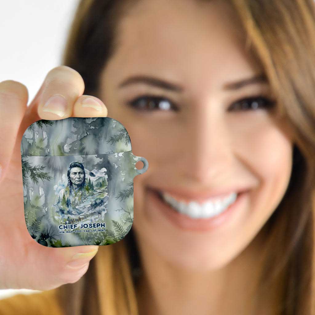 Chief Joseph Native American AirPods Case Tribal Heart Symbol Inspirational Quote Will Fight No More Forever - Wonder Print Shop