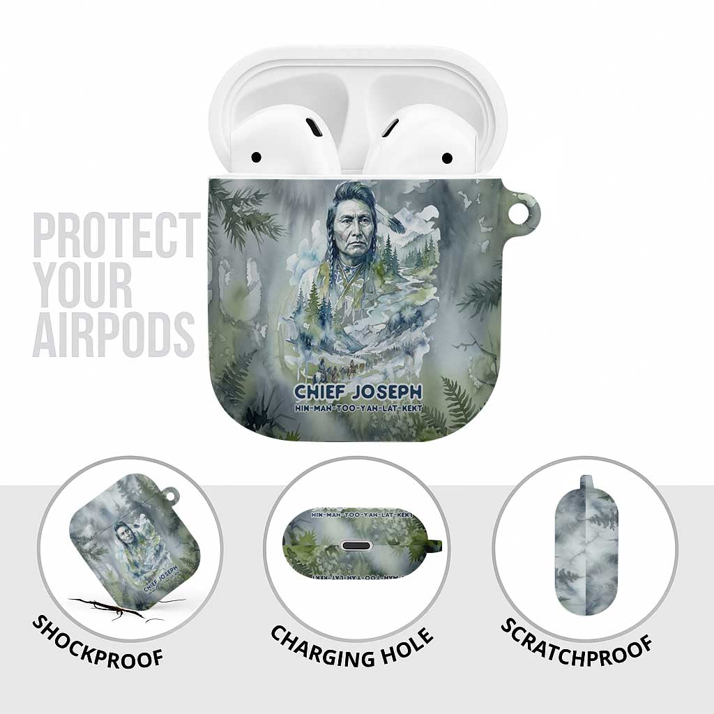 Chief Joseph Native American AirPods Case Tribal Heart Symbol Inspirational Quote Will Fight No More Forever - Wonder Print Shop