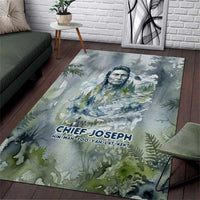 Chief Joseph Native American Area Rug Tribal Heart Symbol Inspirational Quote Will Fight No More Forever - Wonder Print Shop