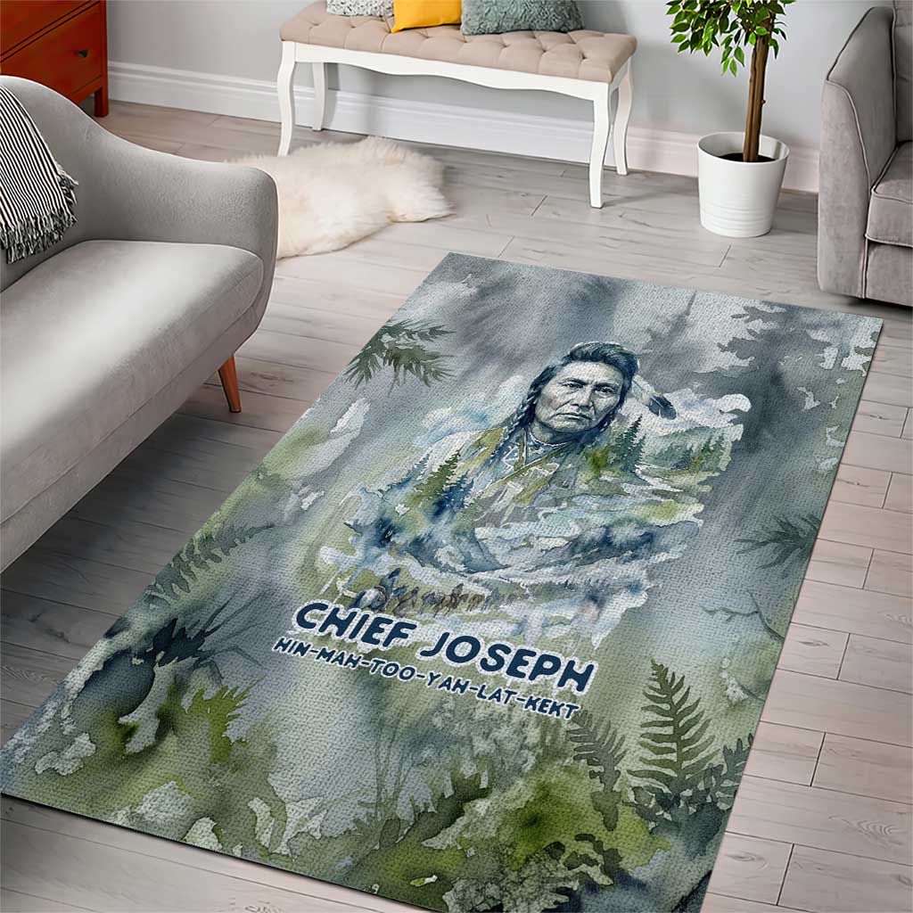 Chief Joseph Native American Area Rug Tribal Heart Symbol Inspirational Quote Will Fight No More Forever - Wonder Print Shop