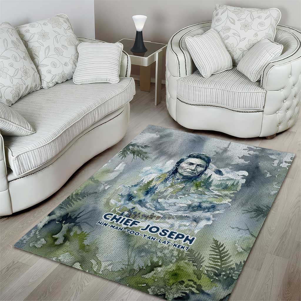 Chief Joseph Native American Area Rug Tribal Heart Symbol Inspirational Quote Will Fight No More Forever - Wonder Print Shop