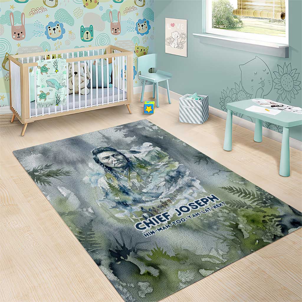 Chief Joseph Native American Area Rug Tribal Heart Symbol Inspirational Quote Will Fight No More Forever - Wonder Print Shop