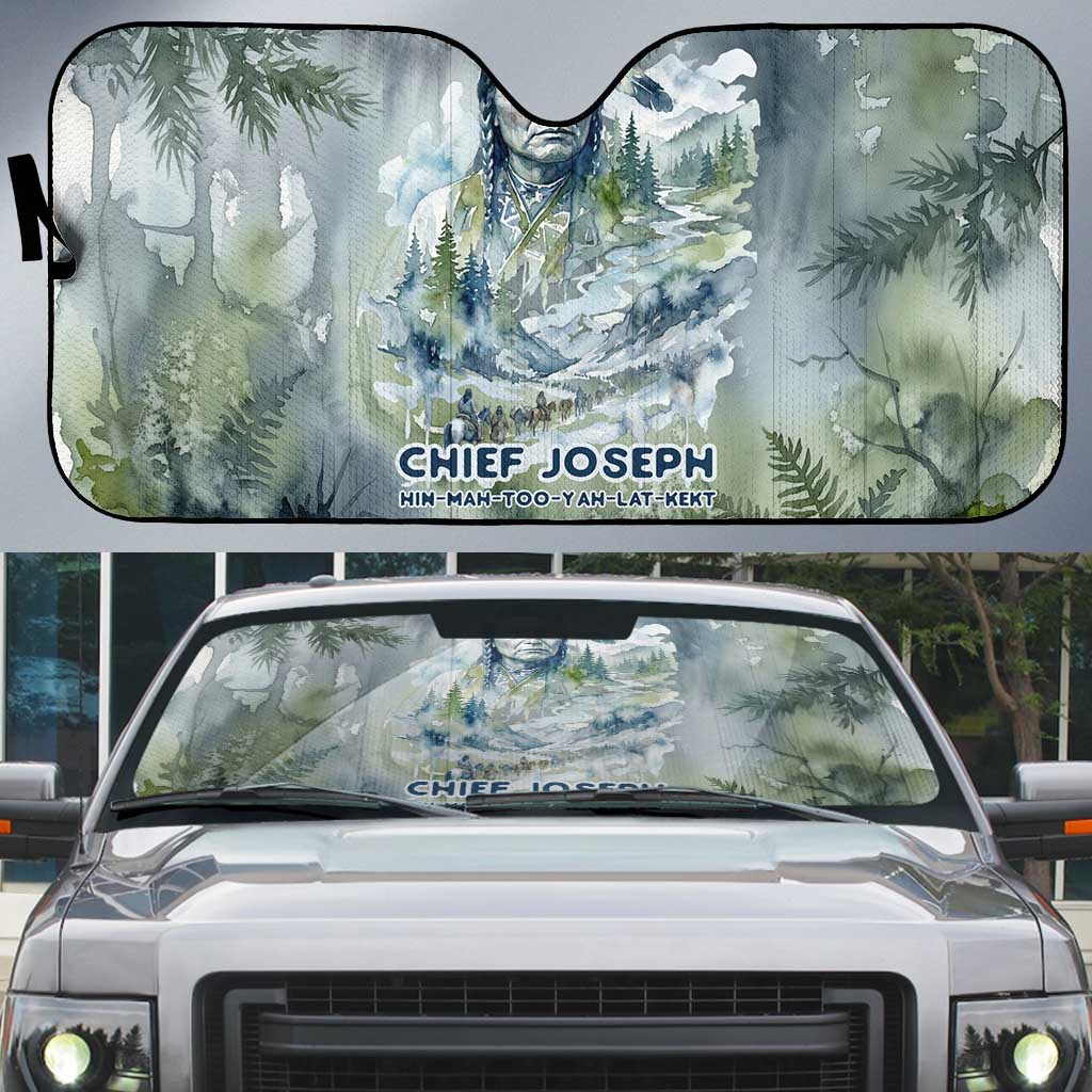 Chief Joseph Native American Auto Sun Shade Tribal Heart Symbol Inspirational Quote Will Fight No More Forever - Wonder Print Shop