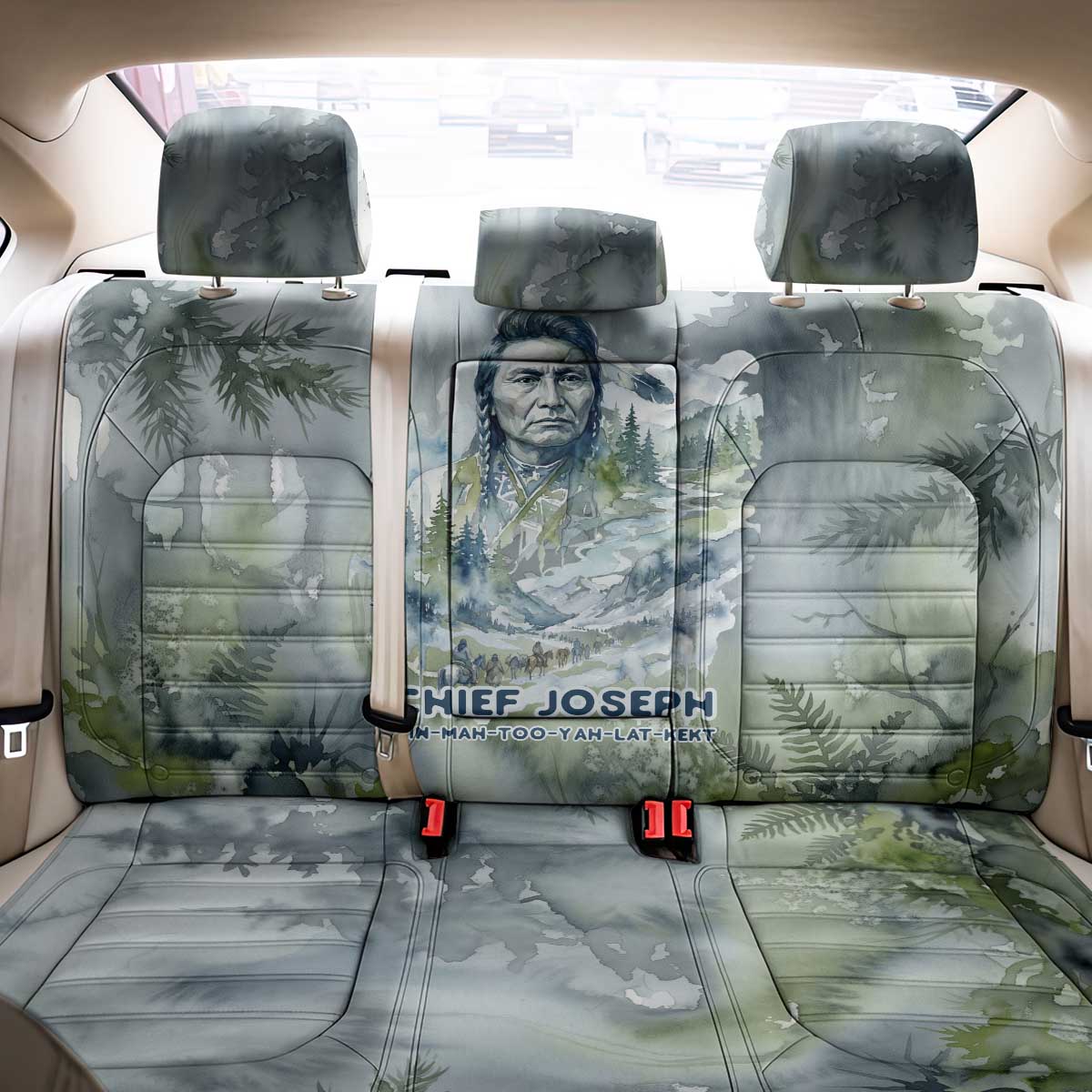 Chief Joseph Native American Back Car Seat Cover Tribal Heart Symbol Inspirational Quote Will Fight No More Forever - Wonder Print Shop