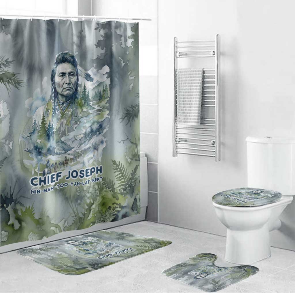 Chief Joseph Native American Bathroom Set Tribal Heart Symbol Inspirational Quote Will Fight No More Forever - Wonder Print Shop