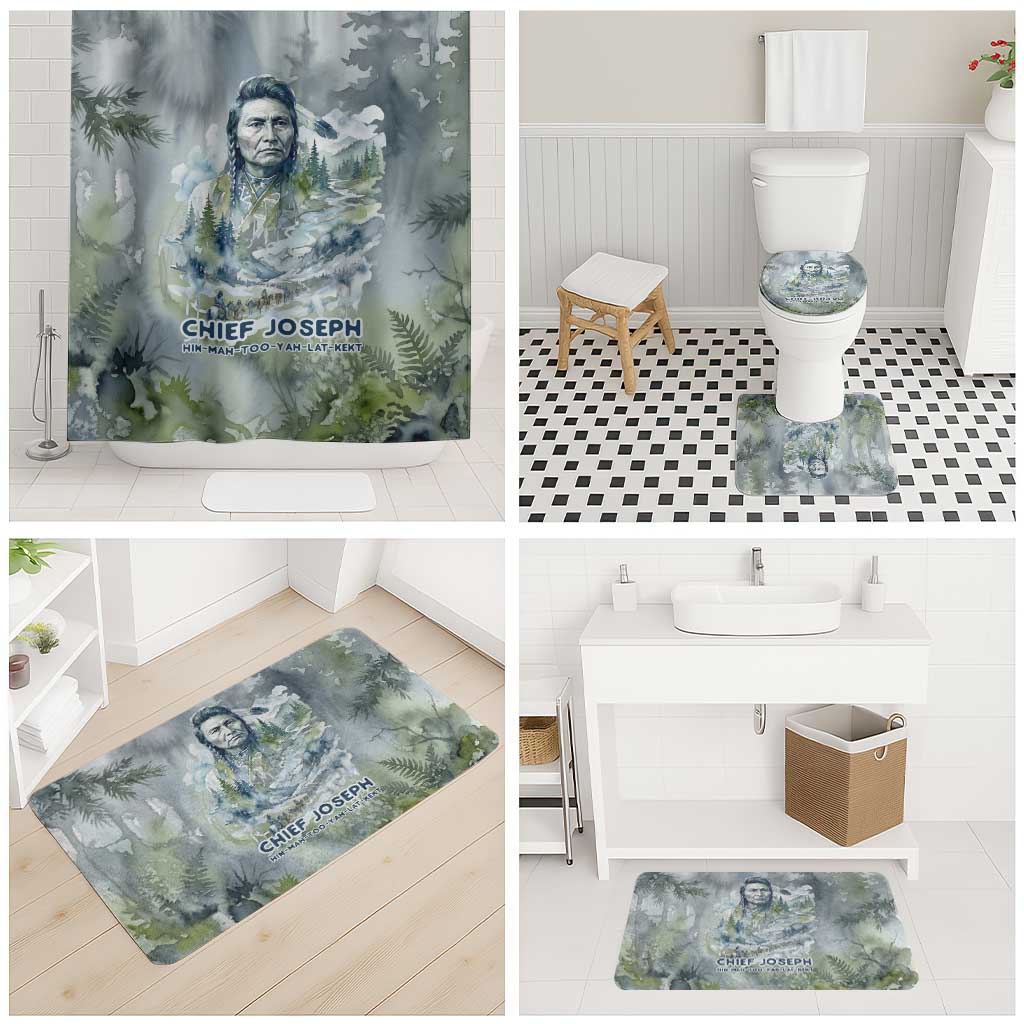 Chief Joseph Native American Bathroom Set Tribal Heart Symbol Inspirational Quote Will Fight No More Forever - Wonder Print Shop