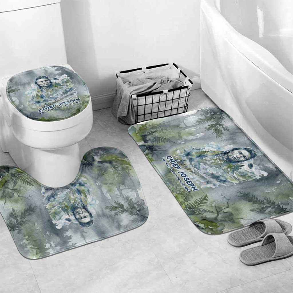 Chief Joseph Native American Bathroom Set Tribal Heart Symbol Inspirational Quote Will Fight No More Forever - Wonder Print Shop