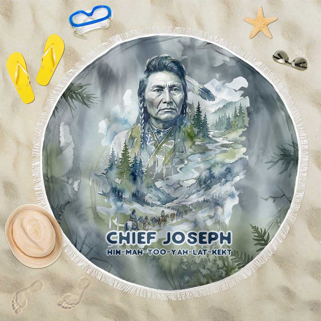 Chief Joseph Native American Beach Blanket Tribal Heart Symbol Inspirational Quote Will Fight No More Forever - Wonder Print Shop