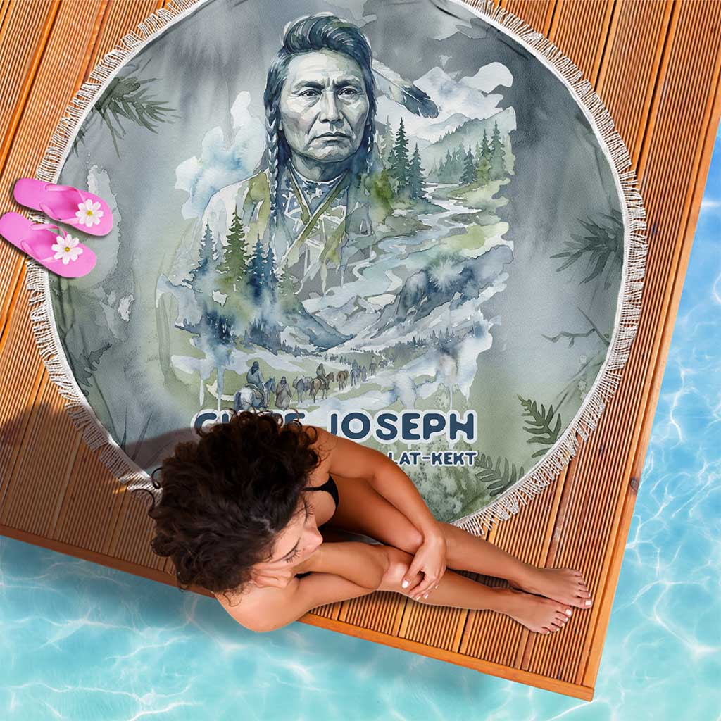 Chief Joseph Native American Beach Blanket Tribal Heart Symbol Inspirational Quote Will Fight No More Forever - Wonder Print Shop