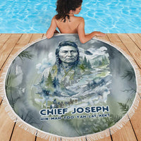 Chief Joseph Native American Beach Blanket Tribal Heart Symbol Inspirational Quote Will Fight No More Forever - Wonder Print Shop