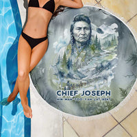 Chief Joseph Native American Beach Blanket Tribal Heart Symbol Inspirational Quote Will Fight No More Forever - Wonder Print Shop