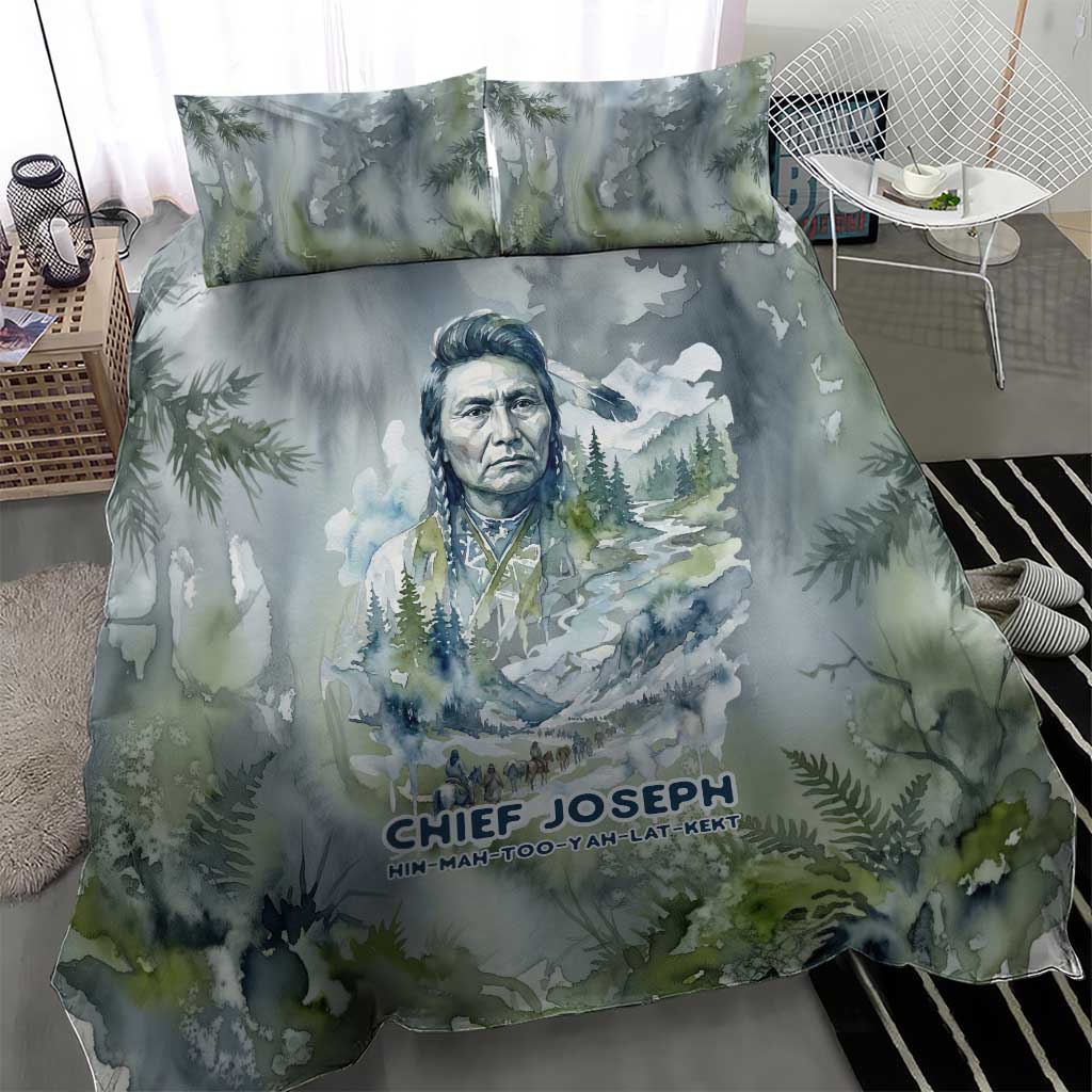 Chief Joseph Native American Bedding Set Tribal Heart Symbol Inspirational Quote Will Fight No More Forever - Wonder Print Shop