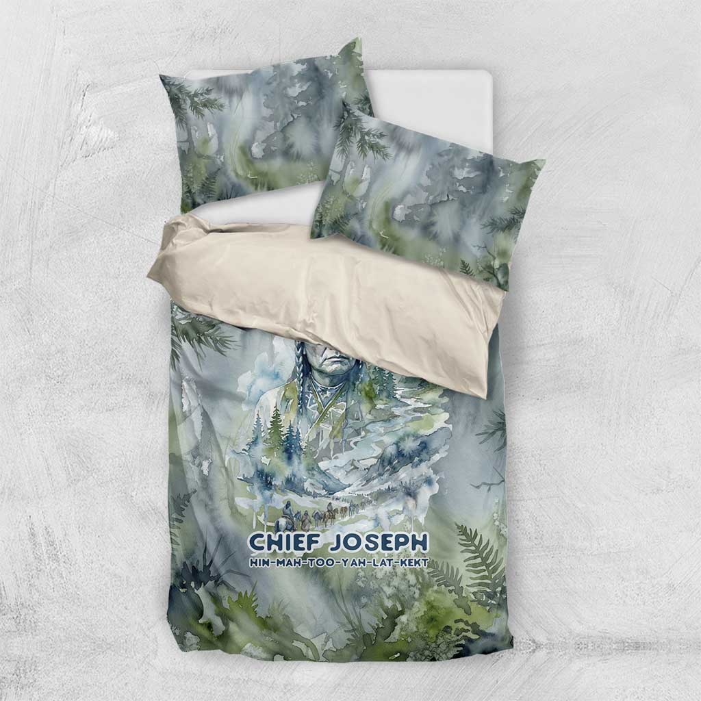 Chief Joseph Native American Bedding Set Tribal Heart Symbol Inspirational Quote Will Fight No More Forever - Wonder Print Shop