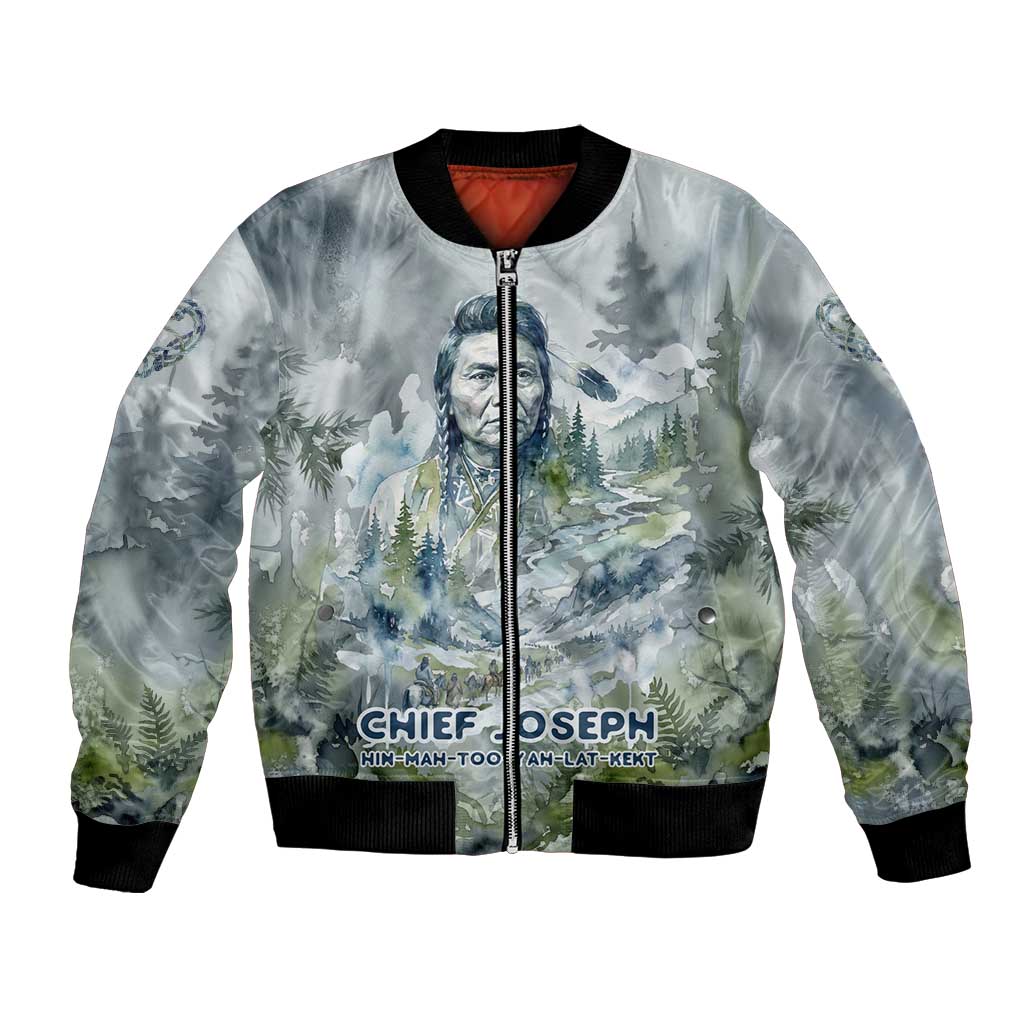 Chief Joseph Native American Bomber Jacket Tribal Heart Symbol Inspirational Quote Will Fight No More Forever - Wonder Print Shop