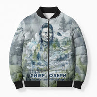Chief Joseph Native American Bomber Puffer Jacket Tribal Heart Symbol Inspirational Quote Will Fight No More Forever - Wonder Print Shop