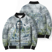 Chief Joseph Native American Bomber Puffer Jacket Tribal Heart Symbol Inspirational Quote Will Fight No More Forever - Wonder Print Shop
