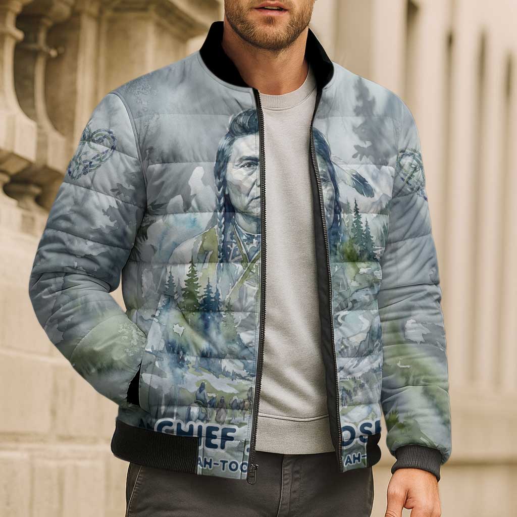 Chief Joseph Native American Bomber Puffer Jacket Tribal Heart Symbol Inspirational Quote Will Fight No More Forever - Wonder Print Shop