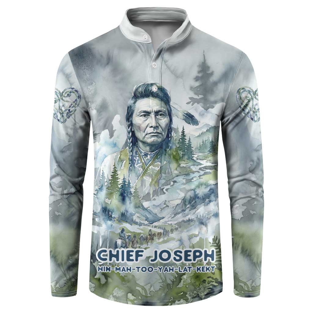 Chief Joseph Native American Button Sweatshirt Tribal Heart Symbol Inspirational Quote Will Fight No More Forever - Wonder Print Shop