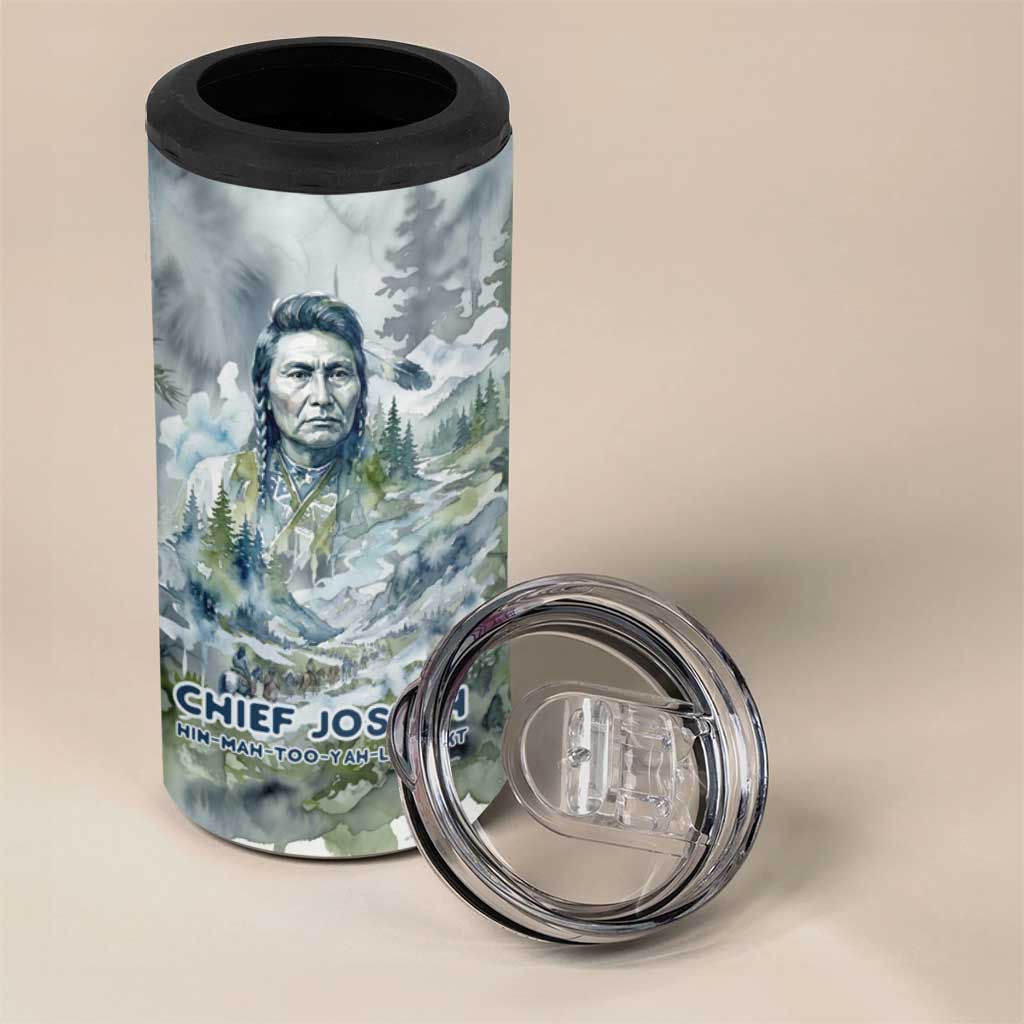 Chief Joseph Native American 4 in 1 Can Cooler Tumbler Tribal Heart Symbol Inspirational Quote Will Fight No More Forever - Wonder Print Shop