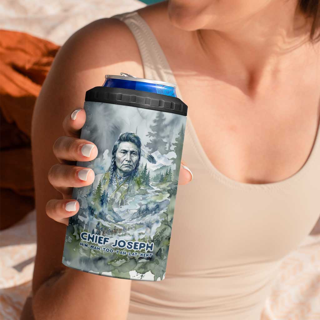 Chief Joseph Native American 4 in 1 Can Cooler Tumbler Tribal Heart Symbol Inspirational Quote Will Fight No More Forever - Wonder Print Shop