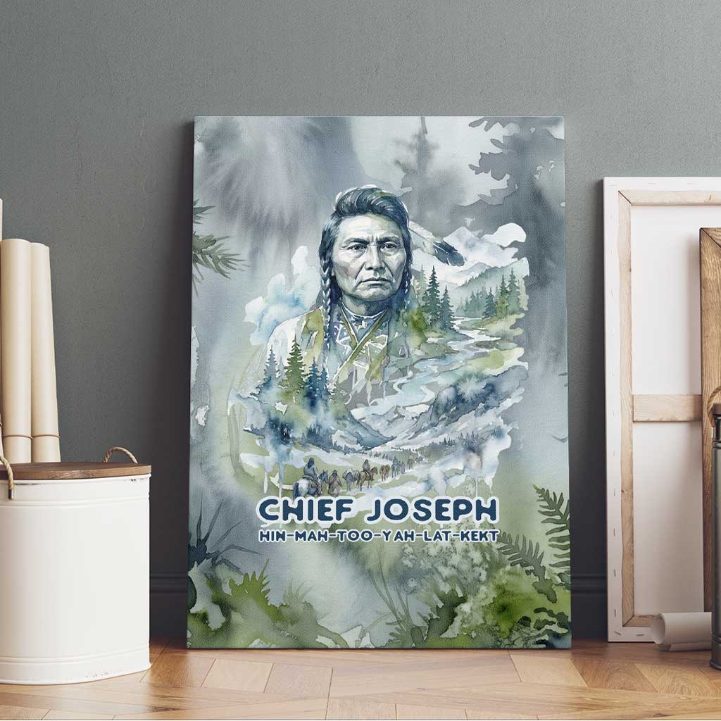 Chief Joseph Native American Canvas Wall Art Tribal Heart Symbol Inspirational Quote Will Fight No More Forever - Wonder Print Shop