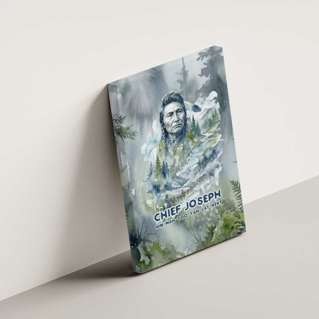 Chief Joseph Native American Canvas Wall Art Tribal Heart Symbol Inspirational Quote Will Fight No More Forever - Wonder Print Shop