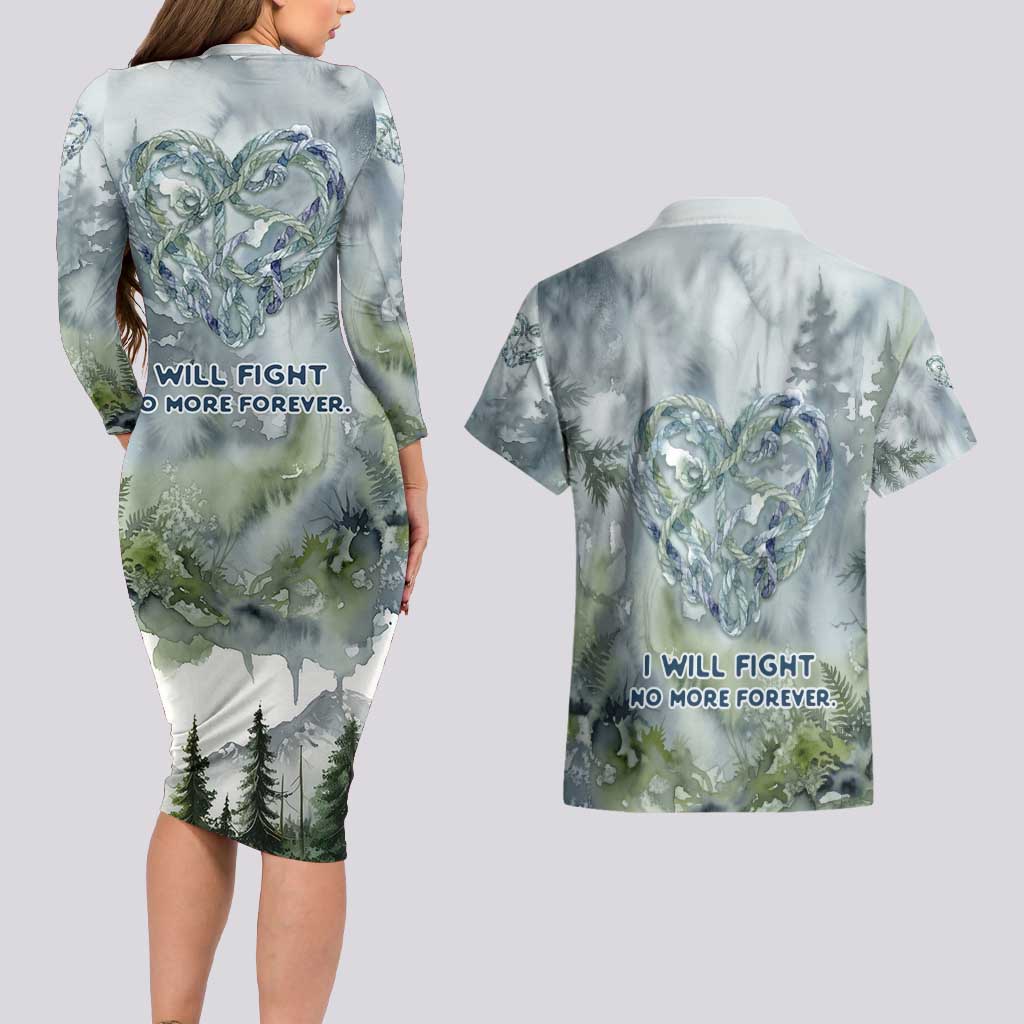 Chief Joseph Native American Couples Matching Long Sleeve Bodycon Dress and Hawaiian Shirt Tribal Heart Symbol Inspirational Quote Will Fight No More Forever - Wonder Print Shop