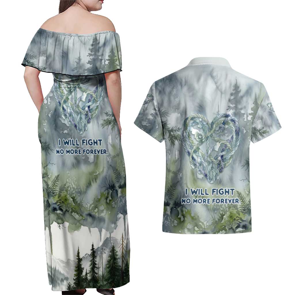 Chief Joseph Native American Couples Matching Off Shoulder Maxi Dress and Hawaiian Shirt Tribal Heart Symbol Inspirational Quote Will Fight No More Forever - Wonder Print Shop