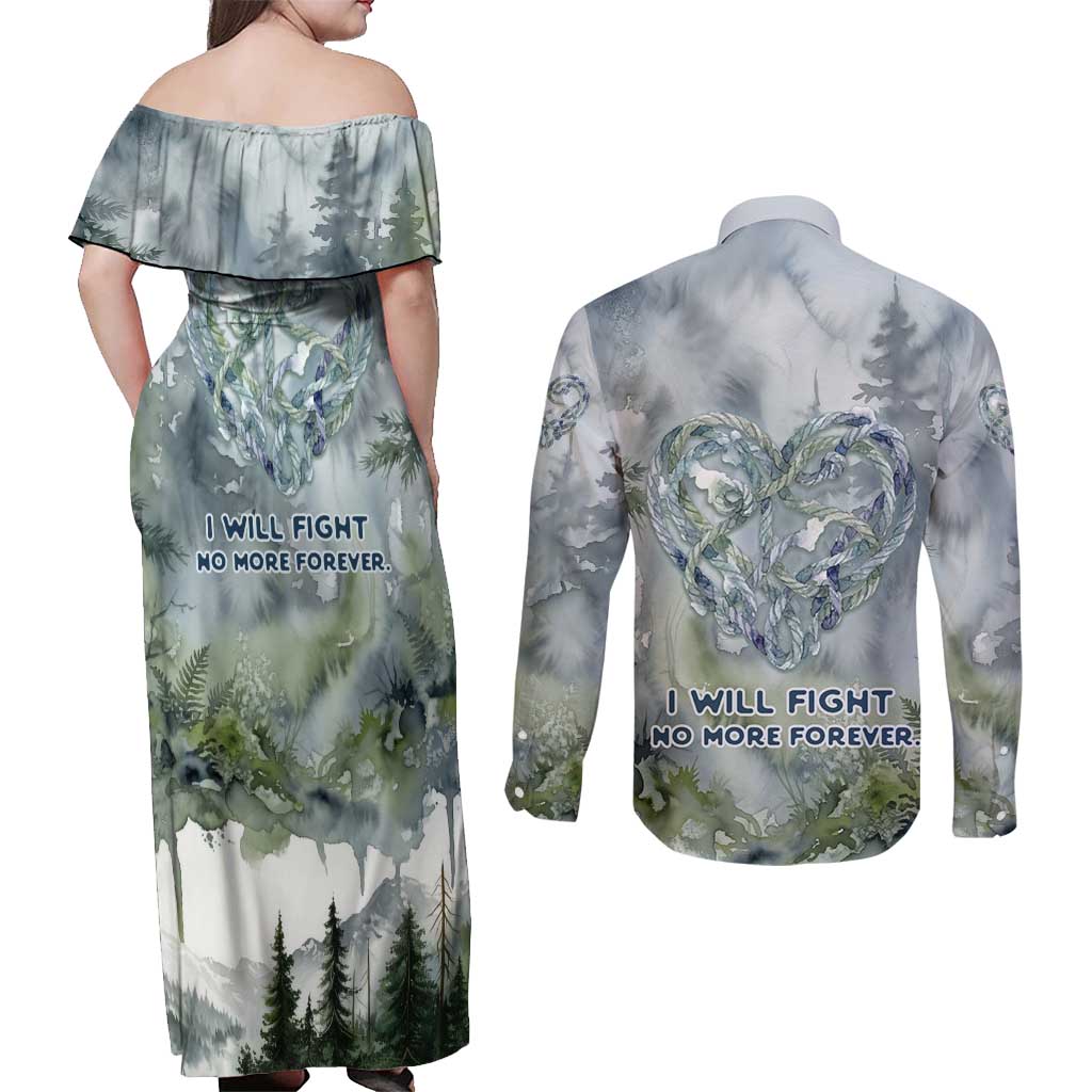 Chief Joseph Native American Couples Matching Off Shoulder Maxi Dress and Long Sleeve Button Shirt Tribal Heart Symbol Inspirational Quote Will Fight No More Forever - Wonder Print Shop