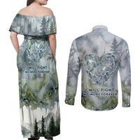Chief Joseph Native American Couples Matching Off Shoulder Maxi Dress and Long Sleeve Button Shirt Tribal Heart Symbol Inspirational Quote Will Fight No More Forever - Wonder Print Shop
