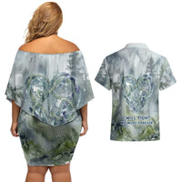 Chief Joseph Native American Couples Matching Off Shoulder Short Dress and Hawaiian Shirt Tribal Heart Symbol Inspirational Quote Will Fight No More Forever - Wonder Print Shop