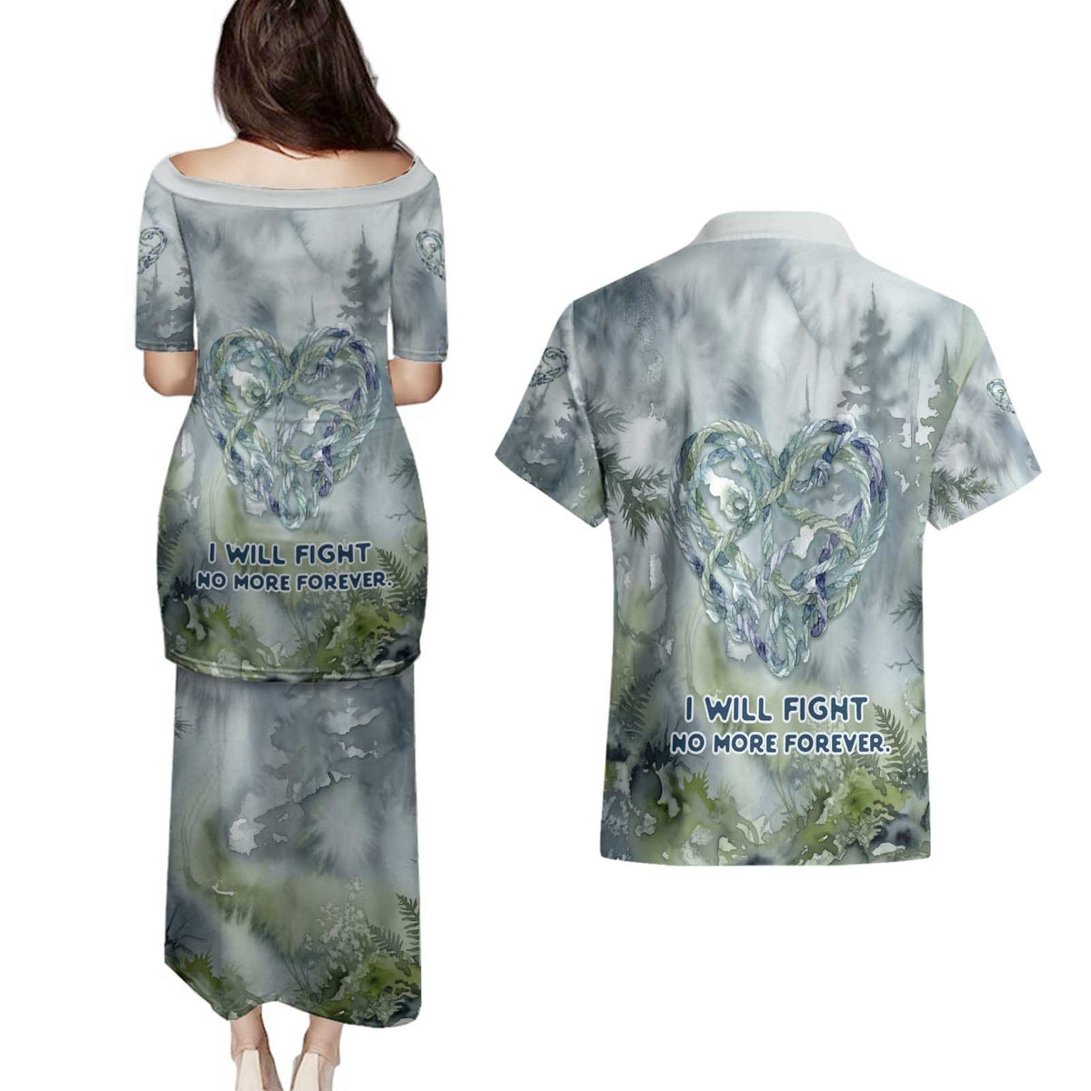 Chief Joseph Native American Couples Matching Puletasi and Hawaiian Shirt Tribal Heart Symbol Inspirational Quote Will Fight No More Forever - Wonder Print Shop