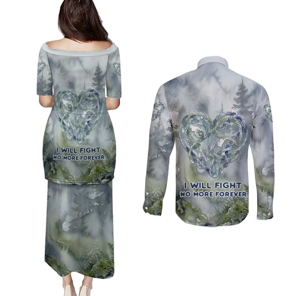 Chief Joseph Native American Couples Matching Puletasi and Long Sleeve Button Shirt Tribal Heart Symbol Inspirational Quote Will Fight No More Forever - Wonder Print Shop