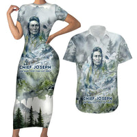 Chief Joseph Native American Couples Matching Short Sleeve Bodycon Dress and Hawaiian Shirt Tribal Heart Symbol Inspirational Quote Will Fight No More Forever - Wonder Print Shop