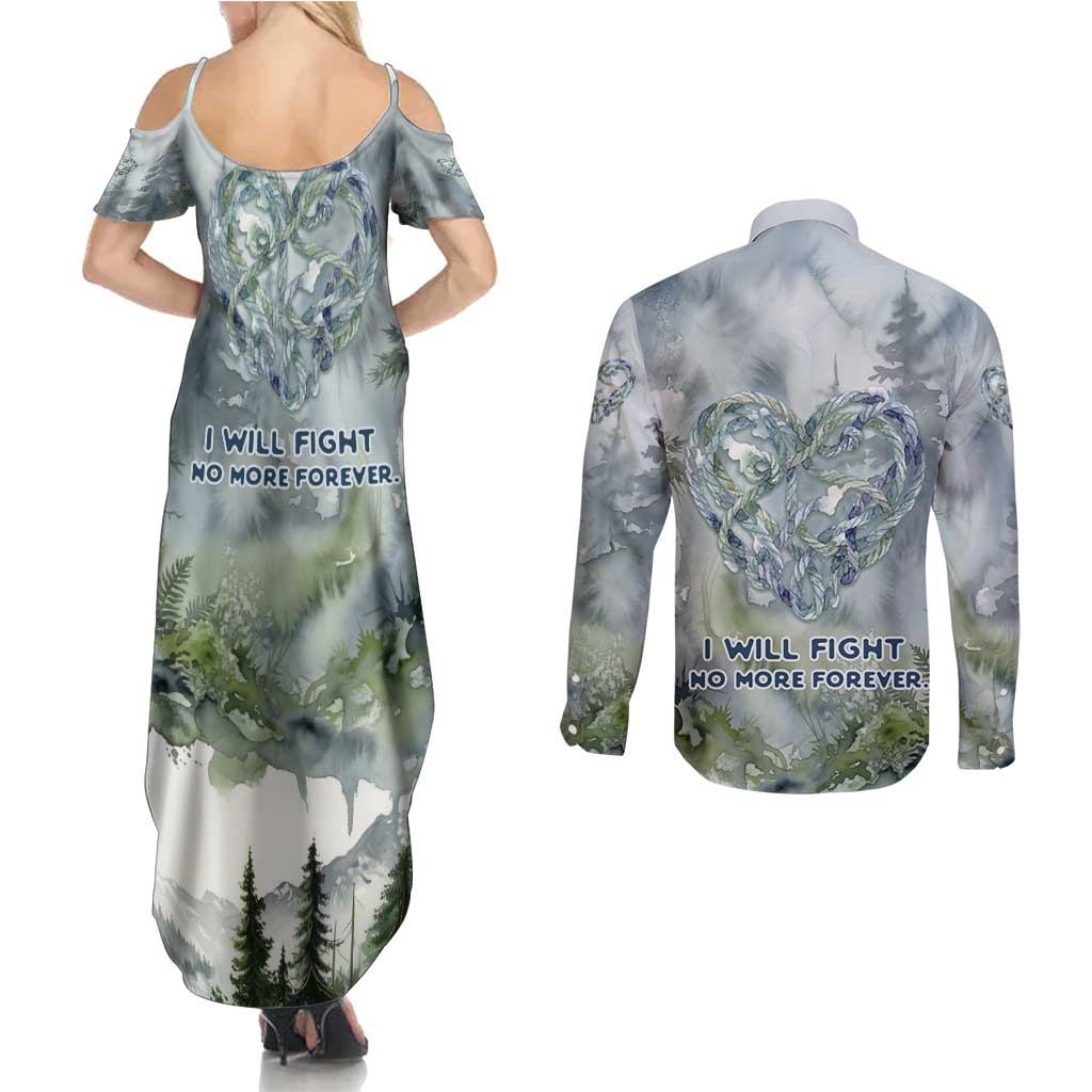 Chief Joseph Native American Couples Matching Summer Maxi Dress and Long Sleeve Button Shirt Tribal Heart Symbol Inspirational Quote Will Fight No More Forever - Wonder Print Shop