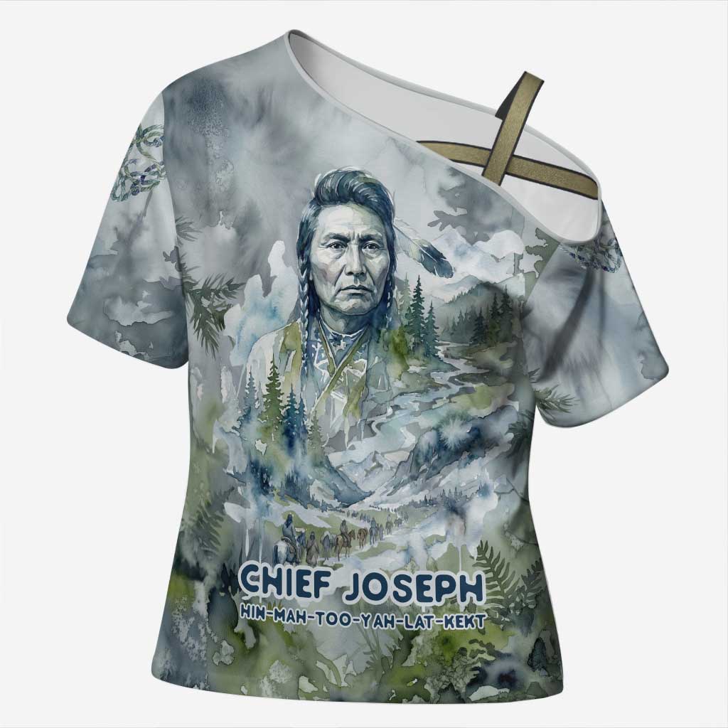Chief Joseph Native American Cross Shoulder Shirt Tribal Heart Symbol Inspirational Quote Will Fight No More Forever - Wonder Print Shop