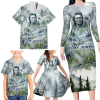 Chief Joseph Native American Family Matching Long Sleeve Bodycon Dress and Hawaiian Shirt Tribal Heart Symbol Inspirational Quote Will Fight No More Forever - Wonder Print Shop