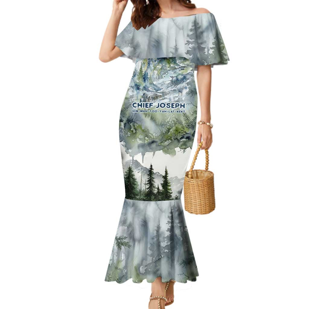 Chief Joseph Native American Family Matching Mermaid Dress and Hawaiian Shirt Tribal Heart Symbol Inspirational Quote Will Fight No More Forever - Wonder Print Shop