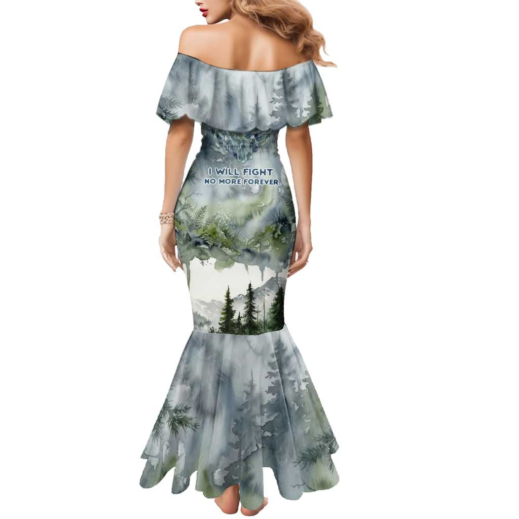 Chief Joseph Native American Family Matching Mermaid Dress and Hawaiian Shirt Tribal Heart Symbol Inspirational Quote Will Fight No More Forever - Wonder Print Shop