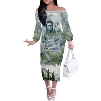 Chief Joseph Native American Family Matching Off The Shoulder Long Sleeve Dress and Hawaiian Shirt Tribal Heart Symbol Inspirational Quote Will Fight No More Forever - Wonder Print Shop