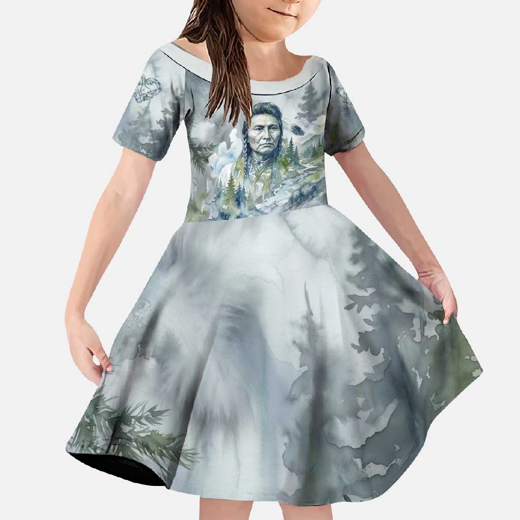 Chief Joseph Native American Family Matching Off Shoulder Maxi Dress and Hawaiian Shirt Tribal Heart Symbol Inspirational Quote Will Fight No More Forever - Wonder Print Shop